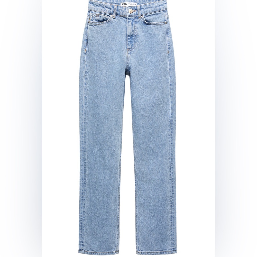 Zara high rise straight jeans